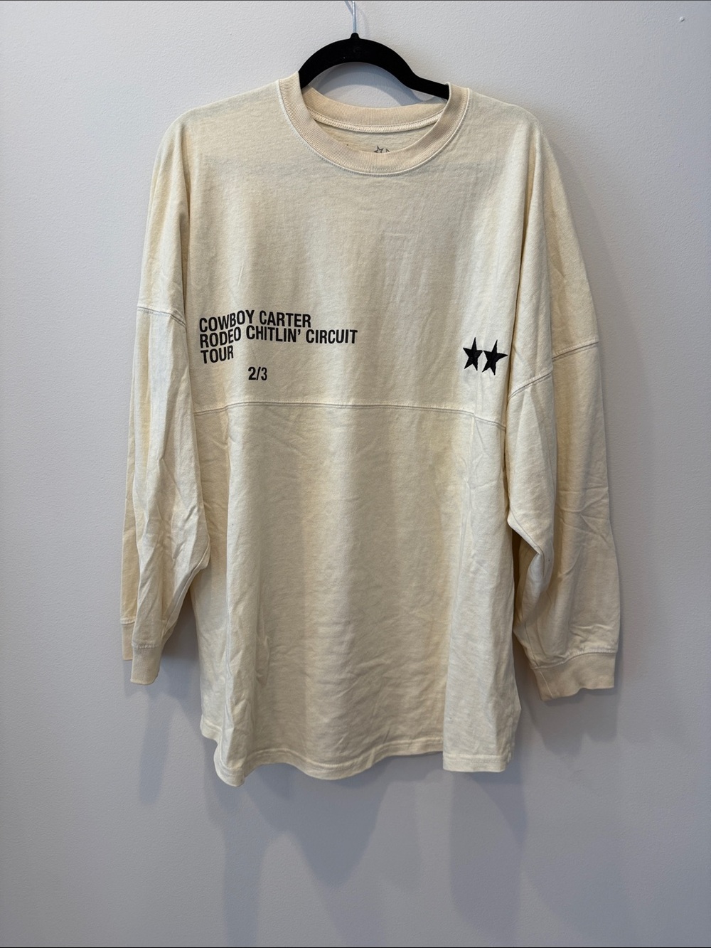 Cowboy Carter Rodeo Chitlin' Circuit Tour Tee - Cream with Black Stars Sz Large